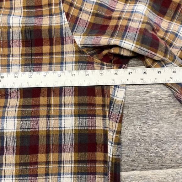 Eddie Bauer Red Yellow Tartan Plaid Mens 2XL Long Sleeve Flannel Button Up Shirt - Picture 6 of 10